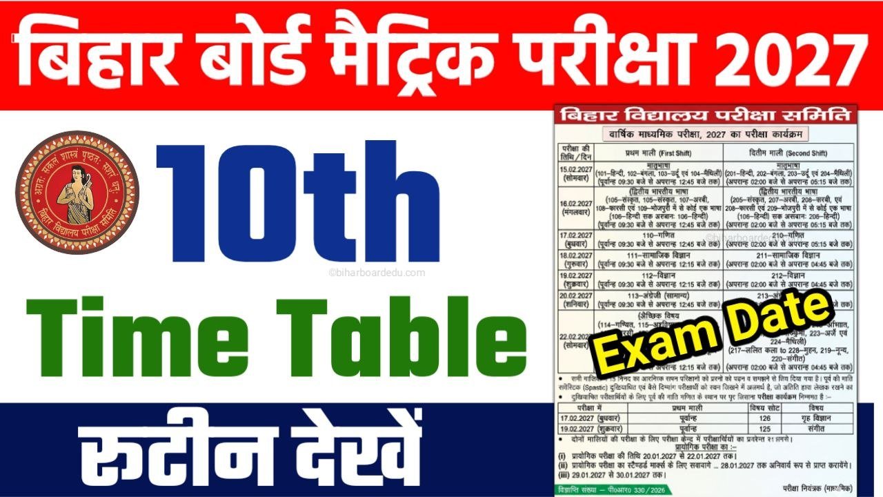 Bihar Board 10th Exam Date 2027