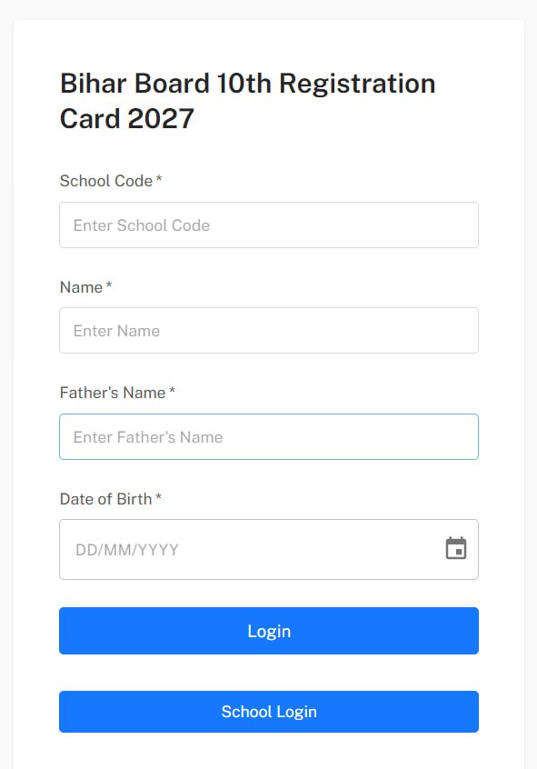 Bihar Board 10th Registration Card 2027