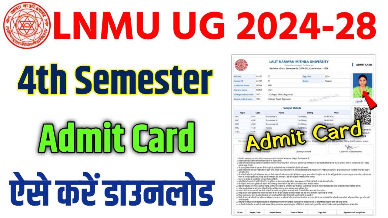 LNMU UG 4th Semester Admit Card 2024-28